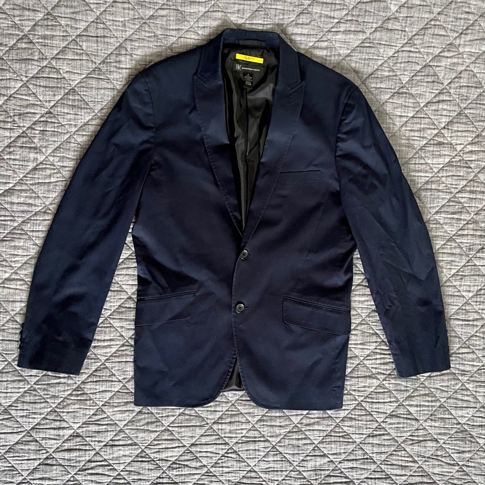 INC Men's Slim-Fit Stretch Navy Solid Suit Jacket